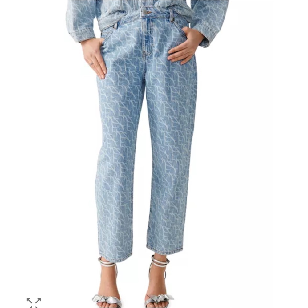 ba&sh Meva Printed Mid Rise Cropped Straight Jeans